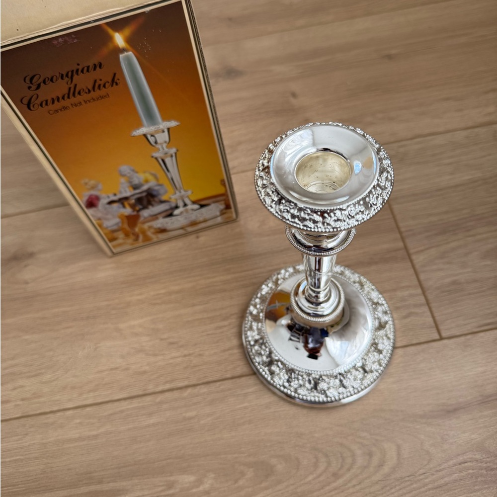 Vintage Silver Plated English Candlestick Silver Candle Holder for Vintage Decor
